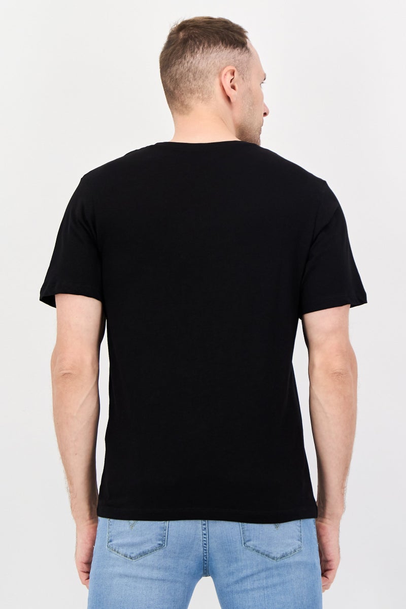 JACK & JONES Men Crew Neck Short Sleeve Brand Logo T-Shirt, Black - Image 2
